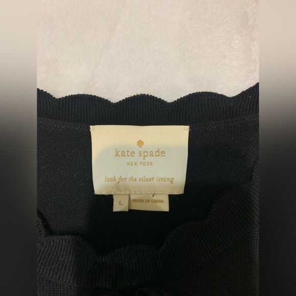 Kate Spade New York Jacquard Sleeveless Sweater Dress Black Beige Size L - Picture 4 of 8